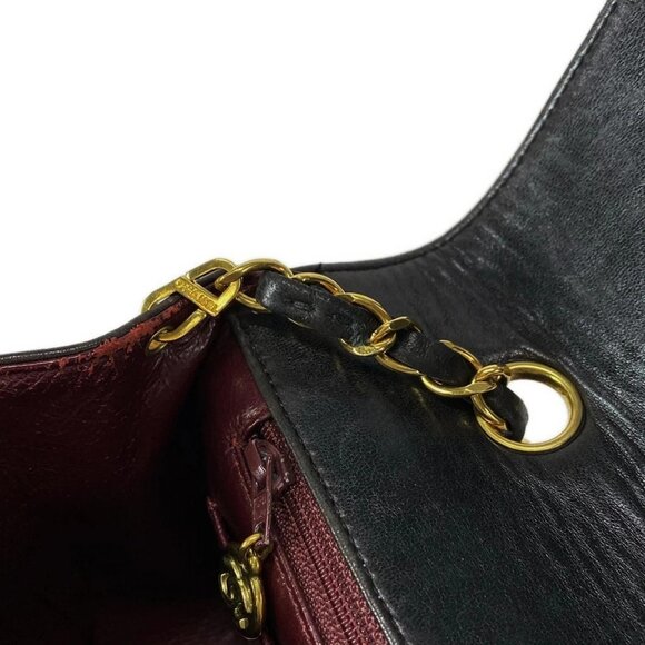 Auth CHANEL Diana Flap Matelasse A01165 Black Lambskin Shoulder Bag - Picture 9 of 16